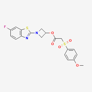 molecular formula C19H17FN2O5S2 B2535863 1-(6-Fluorobenzo[d]thiazol-2-yl)azetidin-3-yl 2-((4-methoxyphenyl)sulfonyl)acetate CAS No. 1396853-02-3