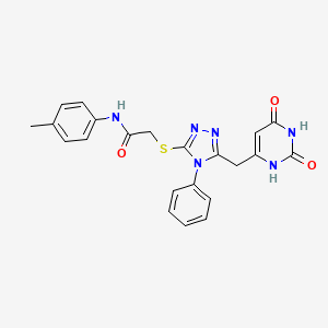 molecular formula C22H20N6O3S B2535864 2-({5-[(2,6-dioxo-1,2,3,6-tetrahydropyrimidin-4-yl)methyl]-4-phenyl-4H-1,2,4-triazol-3-yl}sulfanyl)-N-(4-methylphenyl)acetamide CAS No. 852046-63-0