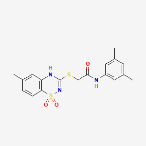 molecular formula C18H19N3O3S2 B2535865 N-(3,5-二甲苯基)-2-((6-甲基-1,1-二氧化-4H-苯并[e][1,2,4]噻二嗪-3-基)硫代)乙酰胺 CAS No. 899965-35-6