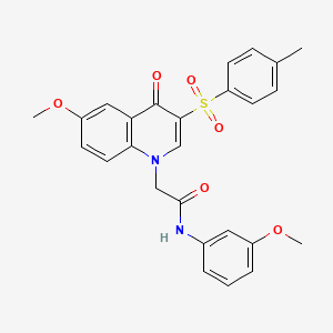 2-[6-methoxy-3-(4-methylbenzenesulfonyl)-4-oxo-1,4-dihydroquinolin-1-yl]-N-(3-methoxyphenyl)acetamide