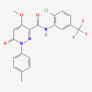 molecular formula C20H15ClF3N3O3 B2535869 N-(2-chloro-5-(trifluoromethyl)phenyl)-4-methoxy-6-oxo-1-(p-tolyl)-1,6-dihydropyridazine-3-carboxamide CAS No. 942005-15-4