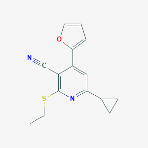 molecular formula C15H14N2OS B253588 6-Cyclopropyl-2-(ethylthio)-4-(2-furyl)nicotinonitrile 