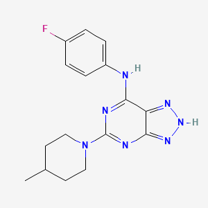 molecular formula C16H18FN7 B2535883 N-(4-氟苯基)-5-(4-甲基哌啶-1-基)-3H-[1,2,3]三唑并[4,5-d]嘧啶-7-胺 CAS No. 1286706-48-6