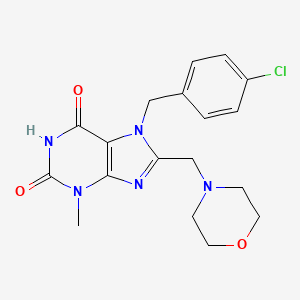 molecular formula C18H20ClN5O3 B2535886 7-[(4-Chlorophenyl)methyl]-3-methyl-8-(morpholin-4-ylmethyl)purine-2,6-dione CAS No. 847408-39-3