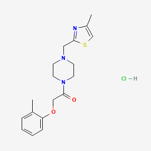 molecular formula C18H24ClN3O2S B2535892 1-(4-((4-Methylthiazol-2-yl)methyl)piperazin-1-yl)-2-(o-tolyloxy)ethanone hydrochloride CAS No. 1215771-97-3