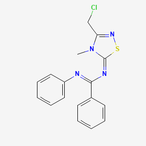 molecular formula C17H15ClN4S B2535893 N-[3-(chloromethyl)-4-methyl-4,5-dihydro-1,2,4-thiadiazol-5-ylidene]-N'-phenylbenzenecarboximidamide CAS No. 925549-73-1
