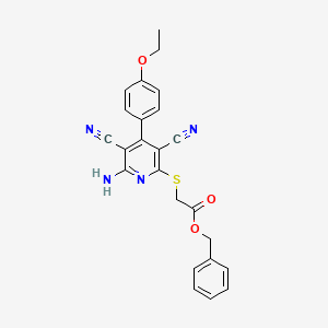 molecular formula C24H20N4O3S B2535894 Benzyl {[6-amino-3,5-dicyano-4-(4-ethoxyphenyl)pyridin-2-yl]sulfanyl}acetate CAS No. 361477-87-4