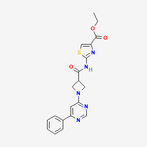 molecular formula C20H19N5O3S B2535897 Ethyl 2-(1-(6-phenylpyrimidin-4-yl)azetidine-3-carboxamido)thiazole-4-carboxylate CAS No. 2034475-95-9