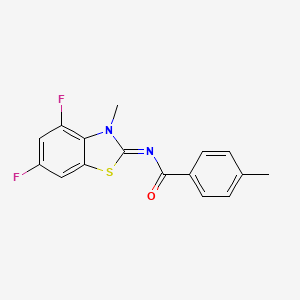 molecular formula C16H12F2N2OS B2535902 N-(4,6-difluoro-3-methyl-1,3-benzothiazol-2-ylidene)-4-methylbenzamide CAS No. 868370-97-2