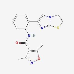 molecular formula C17H16N4O2S B2535913 N-(2-(2,3-二氢咪唑并[2,1-b]噻唑-6-基)苯基)-3,5-二甲基异恶唑-4-甲酰胺 CAS No. 2034487-62-0