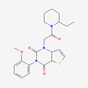 molecular formula C22H25N3O4S B2535916 1-[2-(2-乙基哌啶-1-基)-2-氧代乙基]-3-(2-甲氧基苯基)-1H,2H,3H,4H-噻吩[3,2-d]嘧啶-2,4-二酮 CAS No. 1260912-14-8