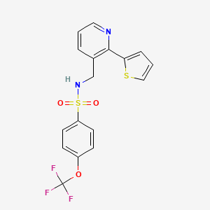 molecular formula C17H13F3N2O3S2 B2535922 N-((2-(噻吩-2-基)吡啶-3-基)甲基)-4-(三氟甲氧基)苯磺酰胺 CAS No. 2034246-28-9