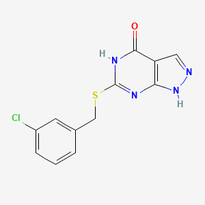 molecular formula C12H9ClN4OS B2535925 6-((3-chlorobenzyl)thio)-1H-pyrazolo[3,4-d]pyrimidin-4(5H)-one CAS No. 877630-76-7
