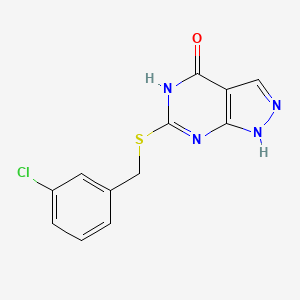 molecular formula C12H9ClN4OS B2535925 6-((3-clorobencil)tio)-1H-pirazolo[3,4-d]pirimidin-4(5H)-ona CAS No. 877630-76-7