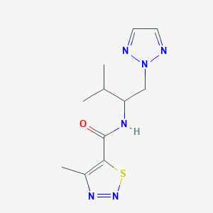 molecular formula C11H16N6OS B2535933 4-methyl-N-(3-methyl-1-(2H-1,2,3-triazol-2-yl)butan-2-yl)-1,2,3-thiadiazole-5-carboxamide CAS No. 2034560-80-8