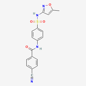 molecular formula C18H14N4O4S B2535947 4-氰基-N-(4-(N-(5-甲基异恶唑-3-基)磺酰胺基)苯基)苯甲酰胺 CAS No. 301307-76-6