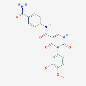 molecular formula C20H18N4O6 B2535956 N-(4-carbamoylphenyl)-3-(3,4-dimethoxyphenyl)-2,4-dioxo-1,2,3,4-tetrahydropyrimidine-5-carboxamide CAS No. 896679-79-1