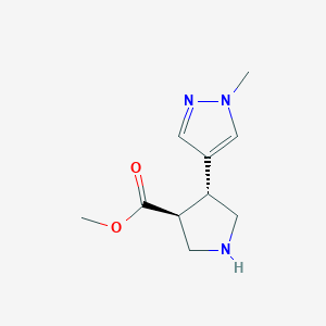 molecular formula C10H15N3O2 B2535966 Methyl (3S,4R)-4-(1-methylpyrazol-4-yl)pyrrolidine-3-carboxylate CAS No. 2165502-87-2