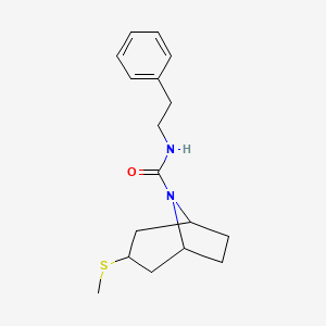 molecular formula C17H24N2OS B2535975 (1R,5S)-3-(methylthio)-N-phenethyl-8-azabicyclo[3.2.1]octane-8-carboxamide CAS No. 1705861-77-3