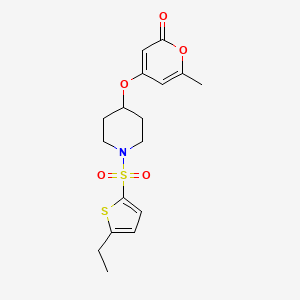molecular formula C17H21NO5S2 B2535977 4-((1-((5-ethylthiophen-2-yl)sulfonyl)piperidin-4-yl)oxy)-6-methyl-2H-pyran-2-one CAS No. 1795087-62-5