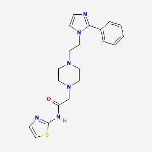 molecular formula C20H24N6OS B2535981 2-(4-(2-(2-苯基-1H-咪唑-1-基)乙基)哌嗪-1-基)-N-(噻唑-2-基)乙酰胺 CAS No. 1797756-97-8