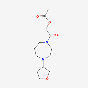 molecular formula C13H22N2O4 B2535982 2-Oxo-2-(4-(tetrahydrofuran-3-yl)-1,4-diazepan-1-yl)ethyl acetate CAS No. 2320888-85-3