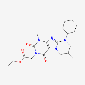molecular formula C20H29N5O4 B2535985 乙酸2-(9-环己基-1,7-二甲基-2,4-二氧代-7,8-二氢-6H-嘌呤[7,8-a]嘧啶-3-基) CAS No. 876899-54-6