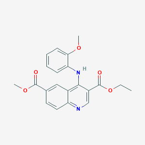 molecular formula C21H20N2O5 B2535991 3-乙基 6-甲基 4-[(2-甲氧基苯基)氨基]喹啉-3,6-二羧酸酯 CAS No. 371129-21-4