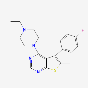 molecular formula C19H21FN4S B2536001 4-(4-Ethylpiperazin-1-yl)-5-(4-fluorophenyl)-6-methylthieno[2,3-d]pyrimidine CAS No. 670270-92-5