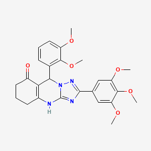 molecular formula C26H28N4O6 B2536009 9-(2,3-dimethoxyphenyl)-2-(3,4,5-trimethoxyphenyl)-5,6,7,9-tetrahydro[1,2,4]triazolo[5,1-b]quinazolin-8(4H)-one CAS No. 539845-12-0