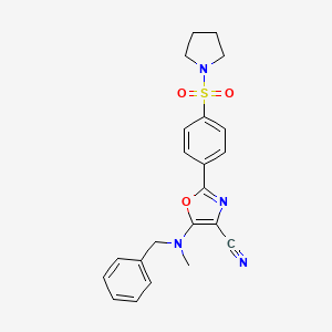 molecular formula C22H22N4O3S B2536012 5-[Benzyl(methyl)amino]-2-[4-(pyrrolidin-1-ylsulfonyl)phenyl]-1,3-oxazole-4-carbonitrile CAS No. 940998-28-7
