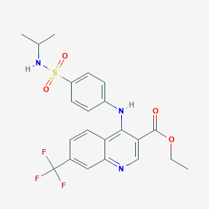 molecular formula C22H22F3N3O4S B253602 ethyl 4-((4-(N-isopropylsulfamoyl)phenyl)amino)-7-(trifluoromethyl)quinoline-3-carboxylate 