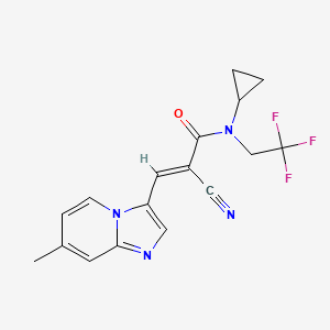 molecular formula C17H15F3N4O B2536027 （E）-2-氰基-N-环丙基-3-(7-甲基咪唑并[1,2-a]吡啶-3-基)-N-(2,2,2-三氟乙基)丙-2-烯酰胺 CAS No. 1436374-61-6