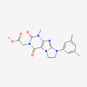 molecular formula C19H21N5O4 B2536036 Methyl 2-[6-(3,5-dimethylphenyl)-4-methyl-1,3-dioxo-7,8-dihydropurino[7,8-a]imidazol-2-yl]acetate CAS No. 872843-31-7