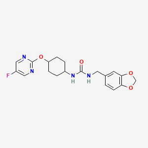 molecular formula C19H21FN4O4 B2536046 1-(Benzo[d][1,3]dioxol-5-ylmethyl)-3-((1r,4r)-4-((5-fluoropyrimidin-2-yl)oxy)cyclohexyl)urea CAS No. 2034446-81-4