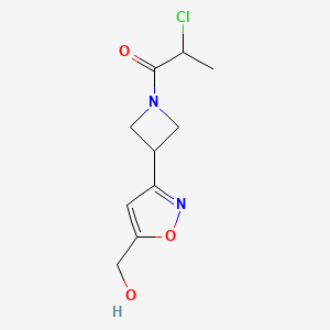 molecular formula C10H13ClN2O3 B2536053 2-Chloro-1-[3-[5-(hydroxymethyl)-1,2-oxazol-3-yl]azetidin-1-yl]propan-1-one CAS No. 2411289-40-0