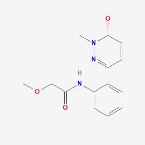 molecular formula C14H15N3O3 B2536058 2-methoxy-N-(2-(1-methyl-6-oxo-1,6-dihydropyridazin-3-yl)phenyl)acetamide CAS No. 1428378-36-2