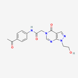 molecular formula C17H17N5O4 B2536077 N-(4-乙酰苯基)-2-[1-(2-羟乙基)-4-氧代吡唑并[3,4-d]嘧啶-5-基]乙酰胺 CAS No. 900011-51-0
