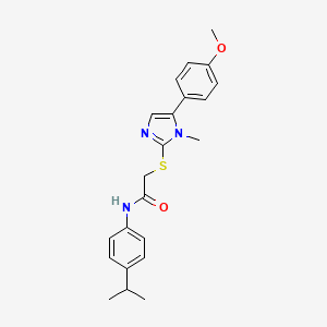molecular formula C22H25N3O2S B2536084 N-(4-异丙苯基)-2-((5-(4-甲氧苯基)-1-甲基-1H-咪唑-2-基)硫代)乙酰胺 CAS No. 946334-06-1