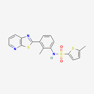 molecular formula C18H15N3O2S3 B2536089 5-methyl-N-(2-methyl-3-(thiazolo[5,4-b]pyridin-2-yl)phenyl)thiophene-2-sulfonamide CAS No. 912624-66-9