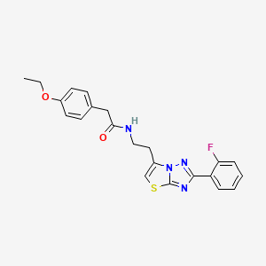 molecular formula C22H21FN4O2S B2536091 2-(4-乙氧基苯基)-N-(2-(2-(2-氟苯基)噻唑并[3,2-b][1,2,4]三唑-6-基)乙基)乙酰胺 CAS No. 895789-68-1