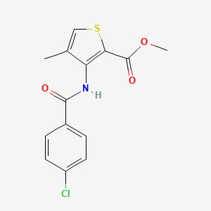 molecular formula C14H12ClNO3S B2536093 Methyl 3-[(4-chlorobenzoyl)amino]-4-methyl-2-thiophenecarboxylate CAS No. 676318-51-7