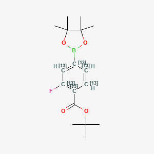 molecular formula C17H24BFO4 B2536096 Tert-butyl 2-fluoro-4-(4,4,5,5-tetramethyl-1,3,2-dioxaborolan-2-yl)(1,2,3,4,5,6-13C6)cyclohexa-1,3,5-triene-1-carboxylate CAS No. 2304633-99-4