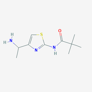 molecular formula C10H17N3OS B2536097 N-[4-(1-aminoethyl)-1,3-thiazol-2-yl]-2,2-dimethylpropanamide CAS No. 1480982-24-8