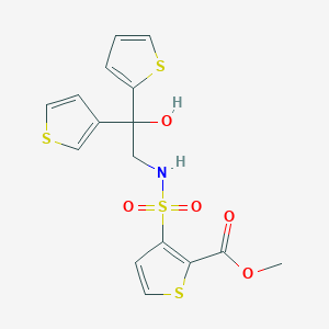 molecular formula C16H15NO5S4 B2536099 methyl 3-(N-(2-hydroxy-2-(thiophen-2-yl)-2-(thiophen-3-yl)ethyl)sulfamoyl)thiophene-2-carboxylate CAS No. 2034483-15-1