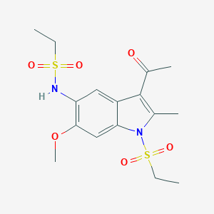 molecular formula C16H22N2O6S2 B253610 N-[3-acetyl-1-(ethylsulfonyl)-6-methoxy-2-methyl-1H-indol-5-yl]ethanesulfonamide 