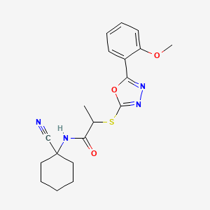 molecular formula C19H22N4O3S B2536102 N-(1-cyanocyclohexyl)-2-{[5-(2-methoxyphenyl)-1,3,4-oxadiazol-2-yl]sulfanyl}propanamide CAS No. 875160-59-1