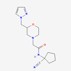 molecular formula C16H23N5O2 B2536109 N-(1-cyanocyclopentyl)-2-{2-[(1H-pyrazol-1-yl)methyl]morpholin-4-yl}acetamide CAS No. 1311894-47-9