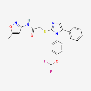 molecular formula C22H18F2N4O3S B2536114 2-((1-(4-(difluoromethoxy)phenyl)-5-phenyl-1H-imidazol-2-yl)thio)-N-(5-methylisoxazol-3-yl)acetamide CAS No. 1226436-09-4
