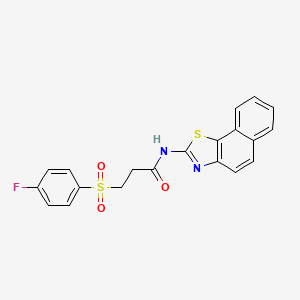 molecular formula C20H15FN2O3S2 B2536116 N-benzo[g][1,3]benzothiazol-2-yl-3-(4-fluorophenyl)sulfonylpropanamide CAS No. 895469-91-7